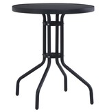 VidaXL Tuintafel 60 cm staal en glas zwart