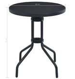 VidaXL Tuintafel 60 cm staal en glas zwart