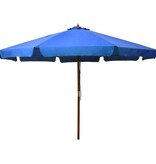 VidaXL Parasol met houten paal 330 cm azuurblauw