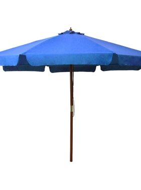 VidaXL Parasol met houten paal 330 cm azuurblauw