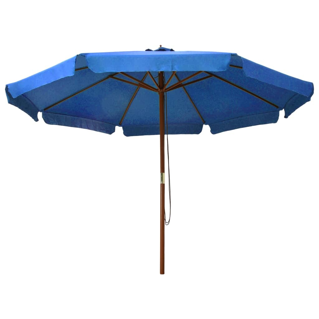 VidaXL Parasol met houten paal 330 cm azuurblauw