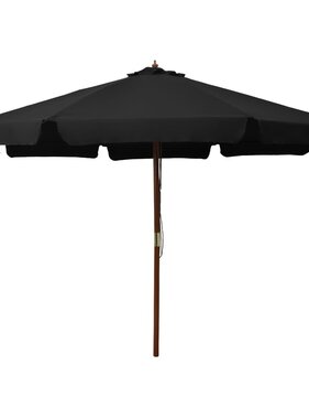 VidaXL Parasol met houten paal 330 cm zwart