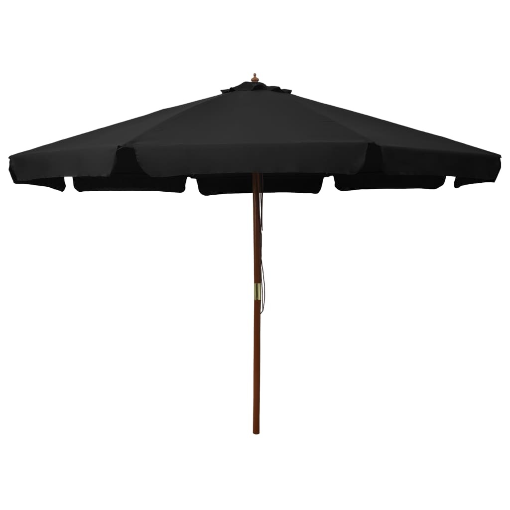 VidaXL Parasol met houten paal 330 cm zwart