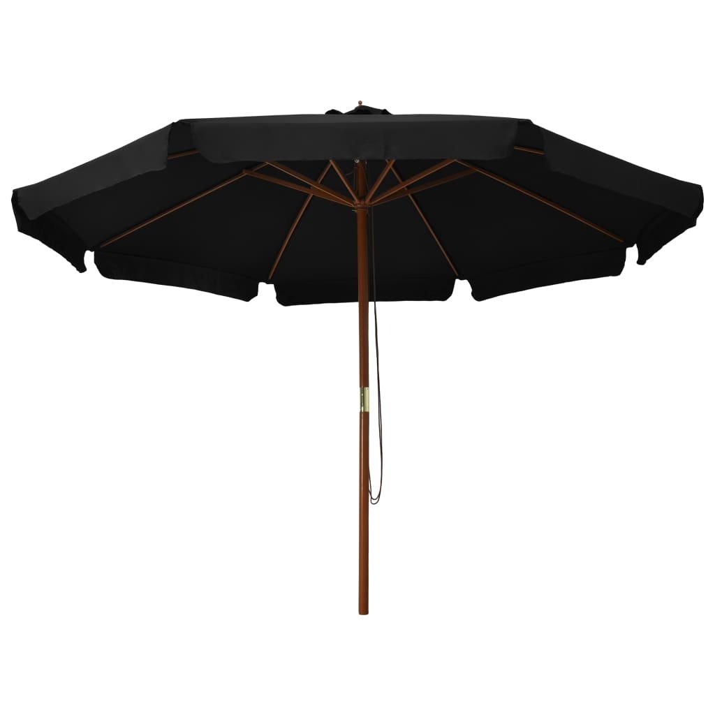 VidaXL Parasol met houten paal 330 cm zwart