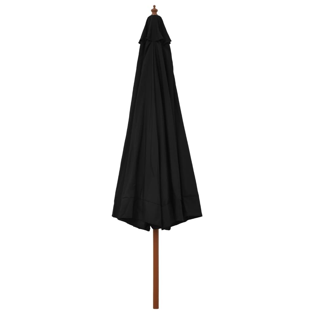 VidaXL Parasol met houten paal 330 cm zwart