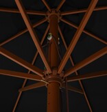 VidaXL Parasol met houten paal 330 cm zwart