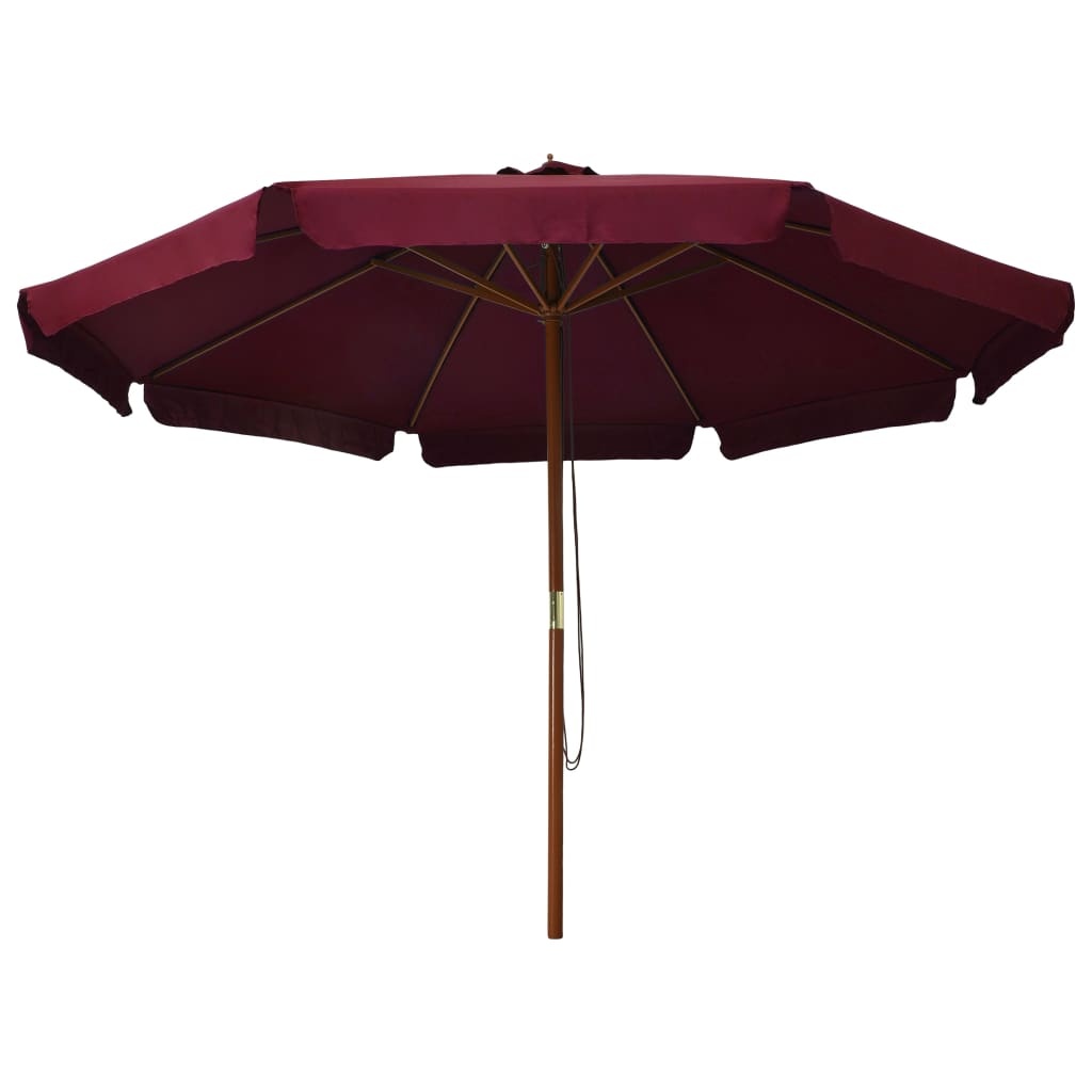 VidaXL Parasol met houten paal 330 cm bordeauxrood