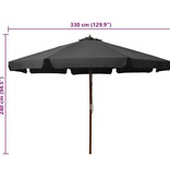 VidaXL Parasol met houten paal 330 cm antraciet