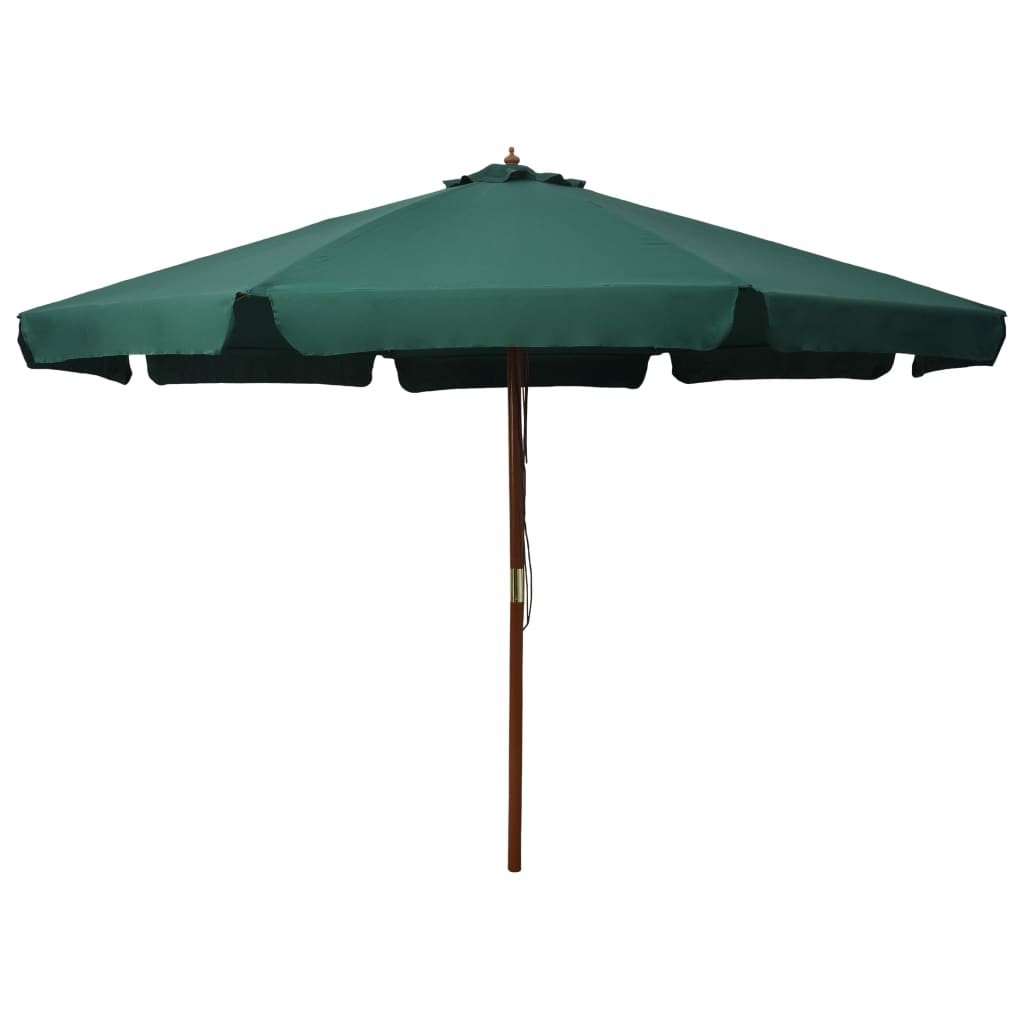 VidaXL Parasol met houten paal 330 cm groen