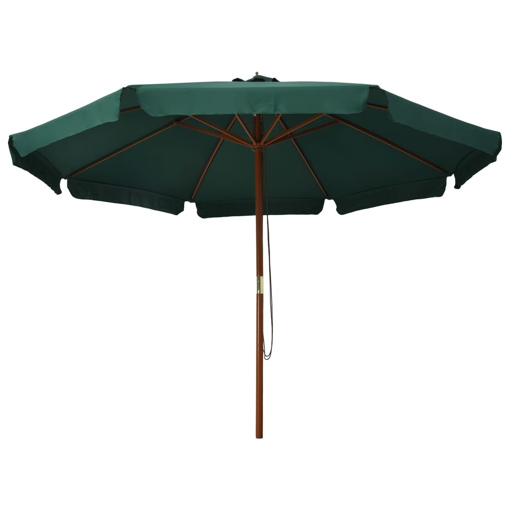 VidaXL Parasol met houten paal 330 cm groen