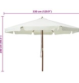VidaXL Parasol met houten paal 330 cm zandwit