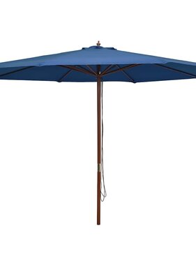 VidaXL Parasol met houten paal 350 cm blauw