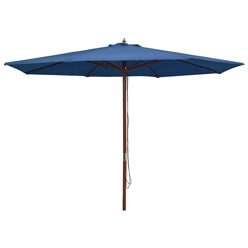 VidaXL Parasol met houten paal 350 cm blauw
