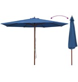 VidaXL Parasol met houten paal 350 cm blauw