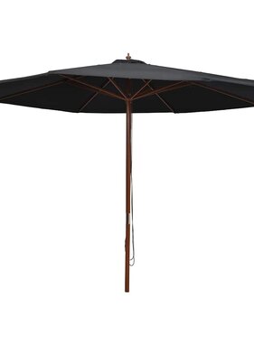 VidaXL Parasol met houten paal 350 cm zwart