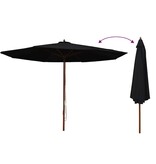 VidaXL Parasol met houten paal 350 cm zwart