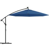 VidaXL Zweefparasol met LED en stalen paal 300 cm azuurblauw