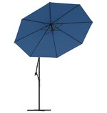 VidaXL Zweefparasol met LED en stalen paal 300 cm azuurblauw