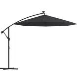 VidaXL Zweefparasol met LED en stalen paal 300 cm zwart