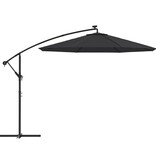 VidaXL Zweefparasol met LED en stalen paal 300 cm zwart