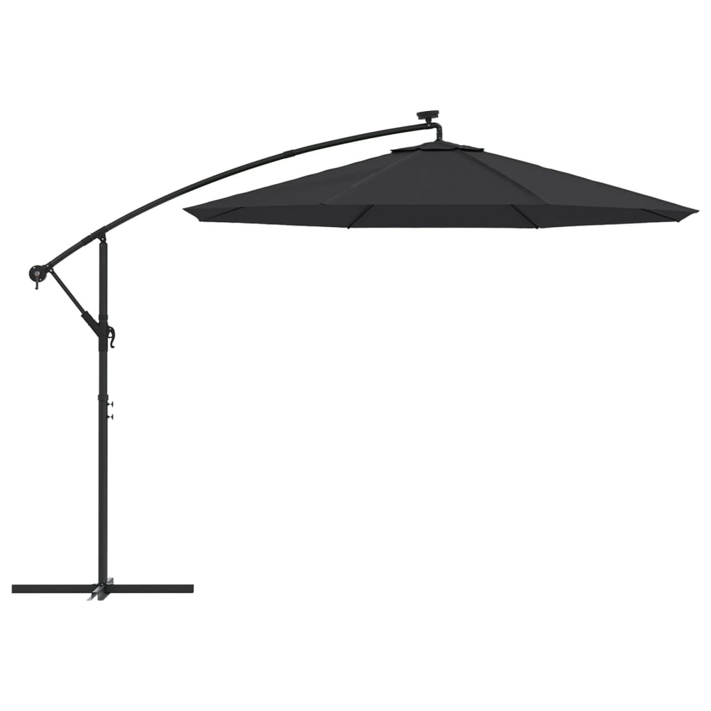 VidaXL Zweefparasol met LED en stalen paal 300 cm zwart