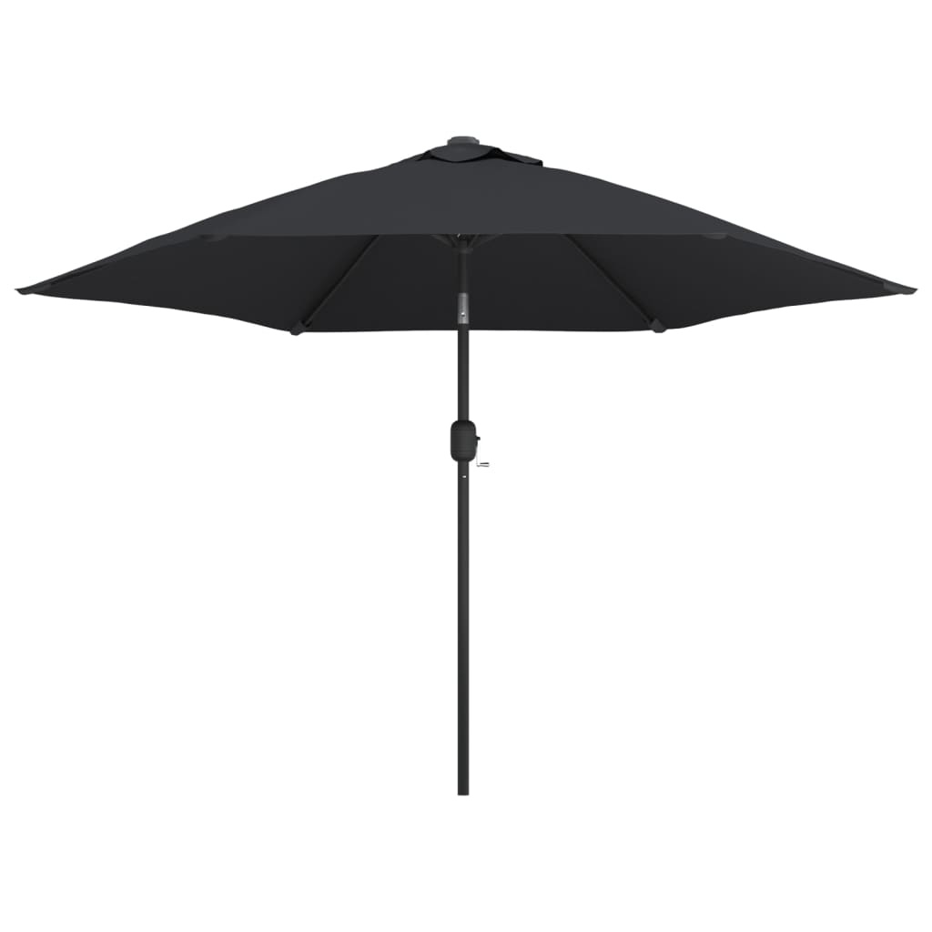 VidaXL Parasol met LED-verlichting en stalen paal 300 cm zwart