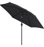 VidaXL Parasol met LED-verlichting en stalen paal 300 cm zwart