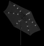 VidaXL Parasol met LED-verlichting en stalen paal 300 cm zwart