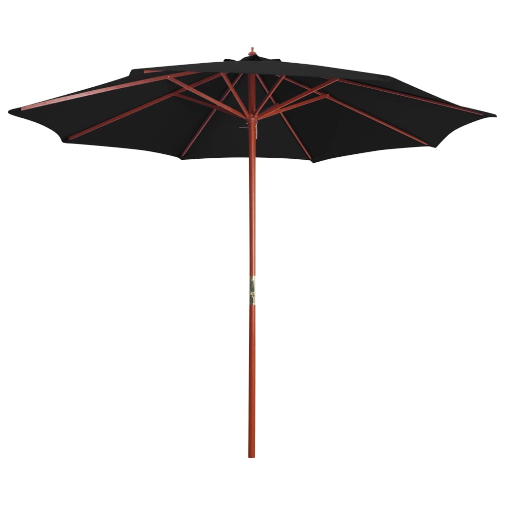 VidaXL Parasol met houten paal 300x258 cm zwart