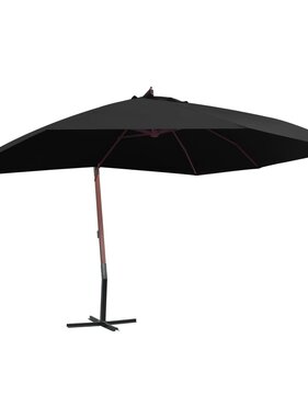 VidaXL Zweefparasol met houten paal 400x300 cm zwart