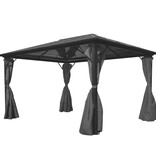 VidaXL Prieel met gordijn 400x300 cm aluminium antracietkleurig