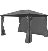 VidaXL Prieel met gordijn 400x300 cm aluminium antracietkleurig