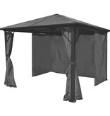 VidaXL Prieel met gordijn 300x300 cm aluminium antracietkleurig