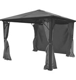 VidaXL Prieel met gordijn 300x300 cm aluminium antracietkleurig