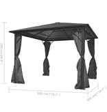 VidaXL Prieel met gordijn 300x300 cm aluminium antracietkleurig