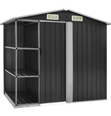 VidaXL Tuinschuur met rek 205x130x183 cm ijzer antraciet