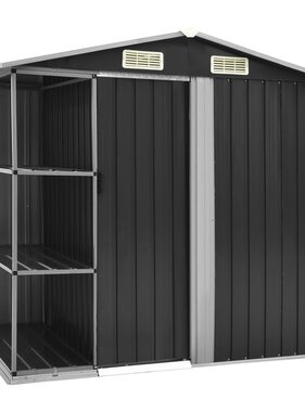 VidaXL Tuinschuur met rek 205x130x183 cm ijzer antraciet