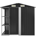 VidaXL Tuinschuur met rek 205x130x183 cm ijzer antraciet