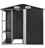 VidaXL Tuinschuur met rek 205x130x183 cm ijzer antraciet