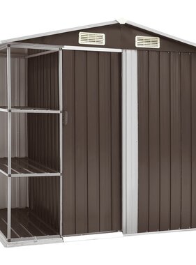 VidaXL Tuinschuur met rek 205x130x183 cm ijzer bruin