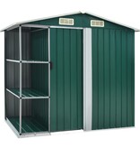VidaXL Tuinschuur met rek 205x130x183 cm ijzer groen