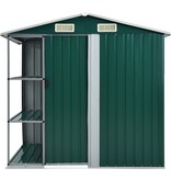 VidaXL Tuinschuur met rek 205x130x183 cm ijzer groen