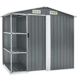 VidaXL Tuinschuur met rek 205x130x183 cm ijzer grijs