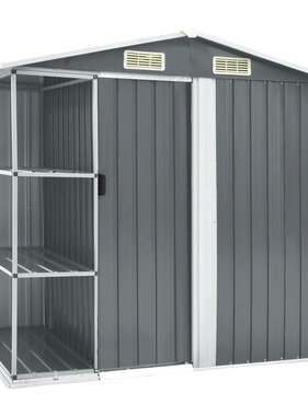 VidaXL Tuinschuur met rek 205x130x183 cm ijzer grijs