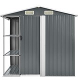 VidaXL Tuinschuur met rek 205x130x183 cm ijzer grijs