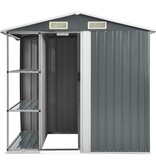 VidaXL Tuinschuur met rek 205x130x183 cm ijzer grijs