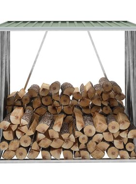 VidaXL Haardhoutschuur 163x83x154 cm gegalvaniseerd staal groen