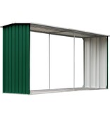 VidaXL Haardhoutschuur 330x92x153 cm gegalvaniseerd staal groen