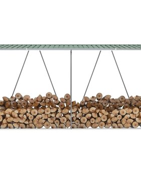 VidaXL Haardhoutschuur 330x84x152 cm gegalvaniseerd staal groen
