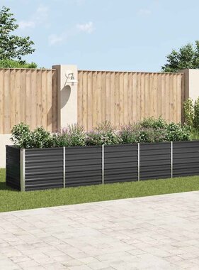 VidaXL Plantenbak verhoogd 400x80x77 cm gegalvaniseerd staal antraciet